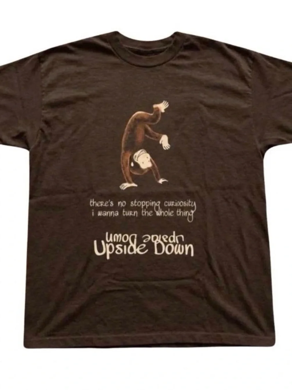 Upside Down Curious George Brown Graphic Tee - Men